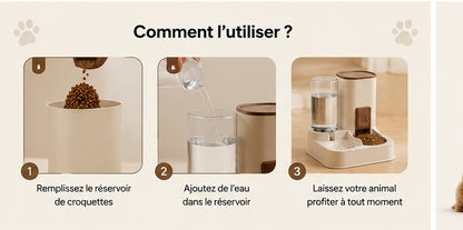 PatteApouf - Distributeur de croquettes et d'eau pour chien et chat