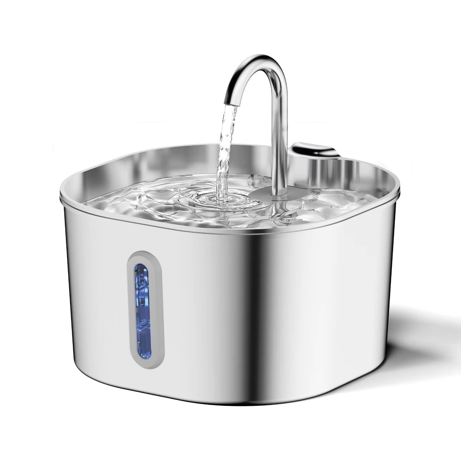 Automatic Pet Water Fountain Stainless Steel Pet Water Dispenser Transparent Mute Solid for Cat&Dog Rechargeable Indoor