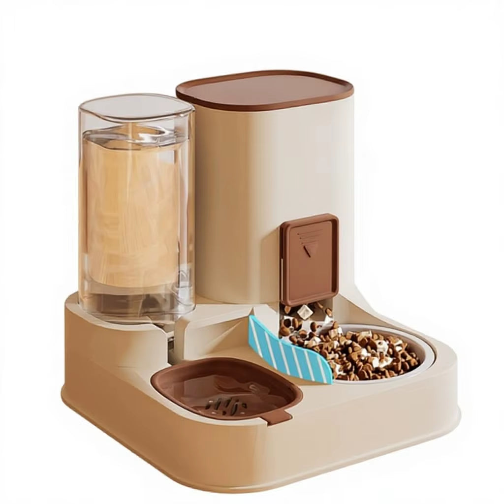 2-In-1 Automatic Pet Feeder & Water Dispenser Modern Solid Design Cat & Dog Water Fountain & Bowls